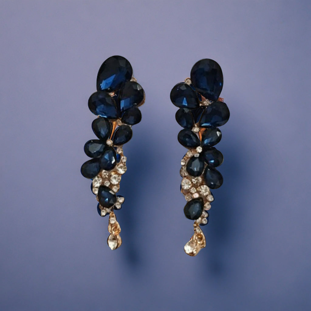 Designer Long Chandelier Earrings with Gemstone and Pearl Accents