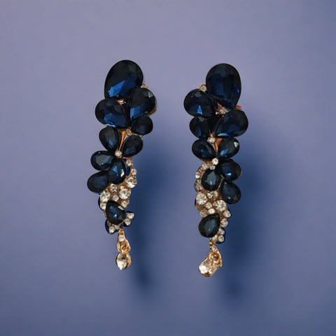 Designer Long Chandelier Earrings with Gemstone and Pearl Accents