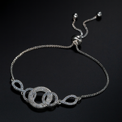 Silver Interlocking Circle Adjustable Bracelet