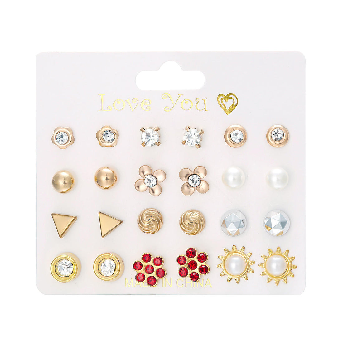 Stylish Fashionable Golden Glow 16-Pair Stud Collection