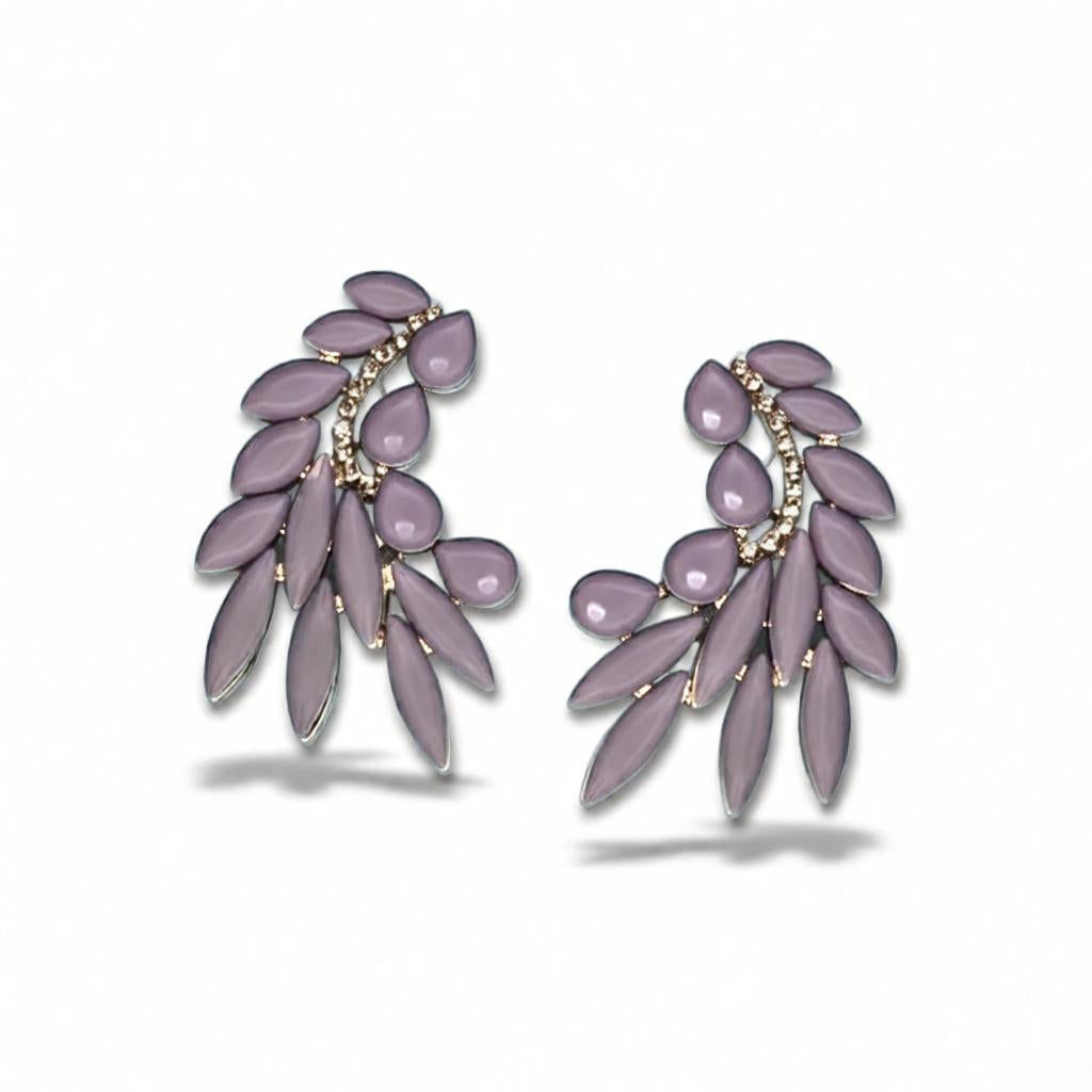 Elegant Golden Leaf Design Statement Stud Earrings for Women