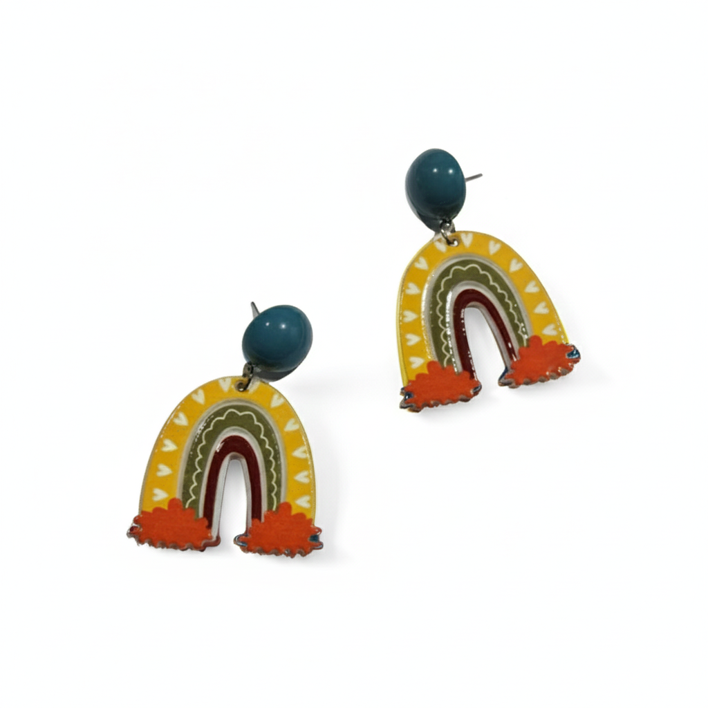 Trendy Rainbow Arch Dangle Earrings – Lightweight & Stylish