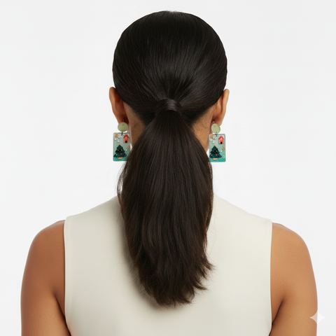 Christmas Tree Holiday Earrings – Festive Winter Theme Handmade Dangle Jewelry