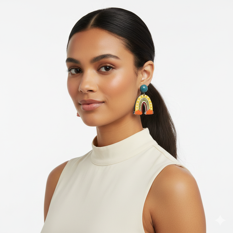 Trendy Rainbow Arch Dangle Earrings – Lightweight & Stylish