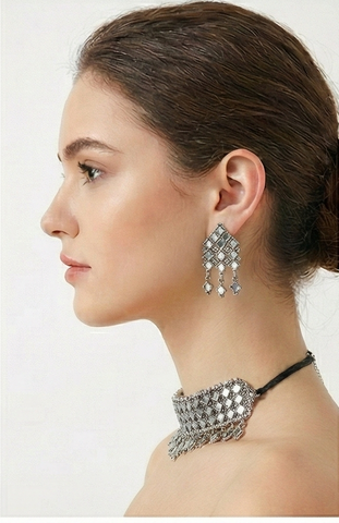 Luxe Geometric Diamond Collection - Matched Earring & Necklace Set
