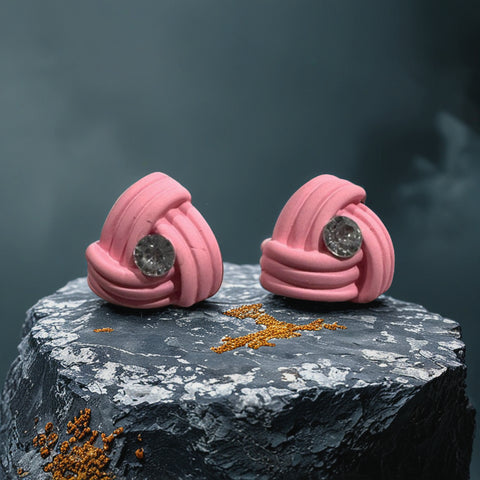 Modern Art Deco Style Stud Earrings