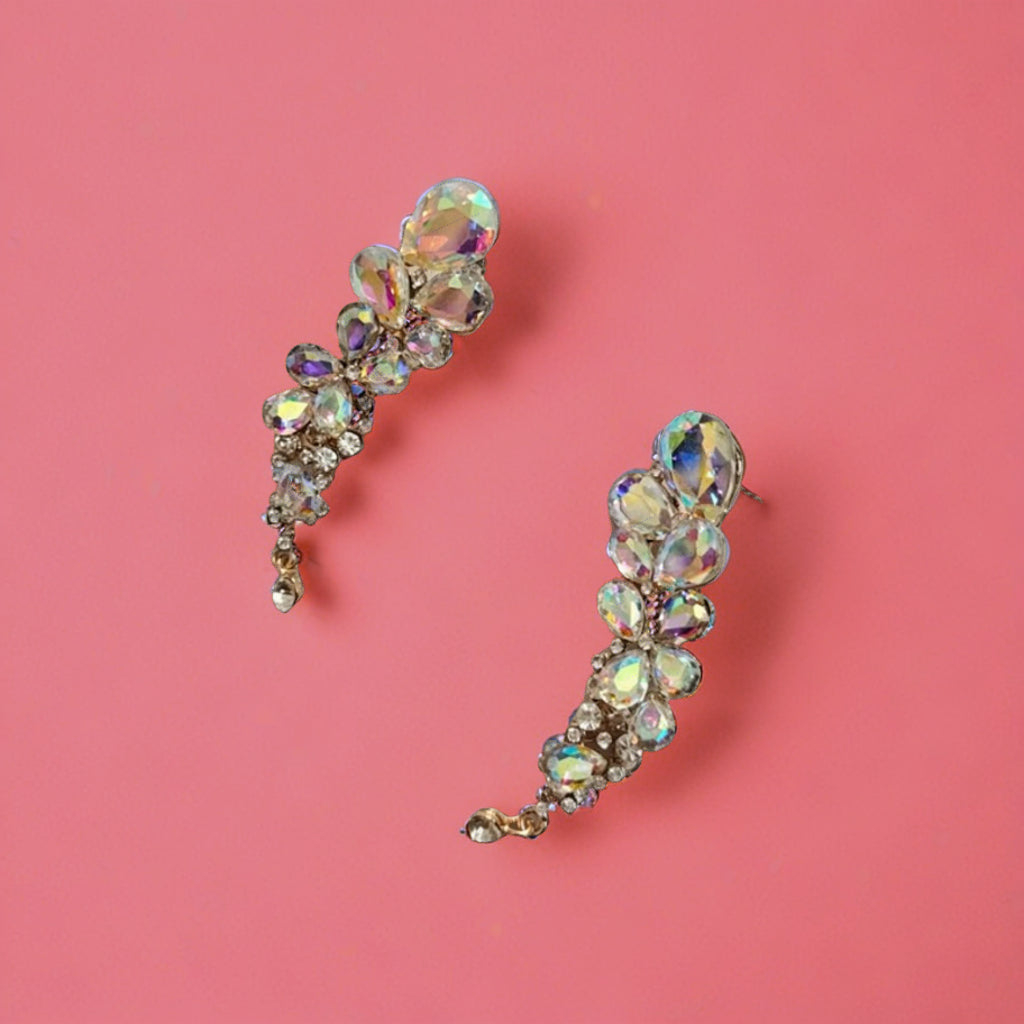 Designer Long Chandelier Earrings with Gemstone and Pearl Accents