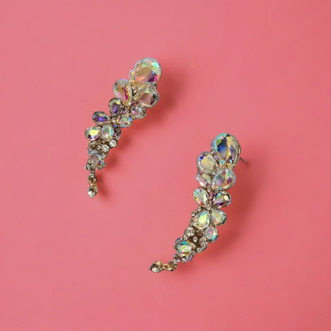 Designer Long Chandelier Earrings with Gemstone and Pearl Accents