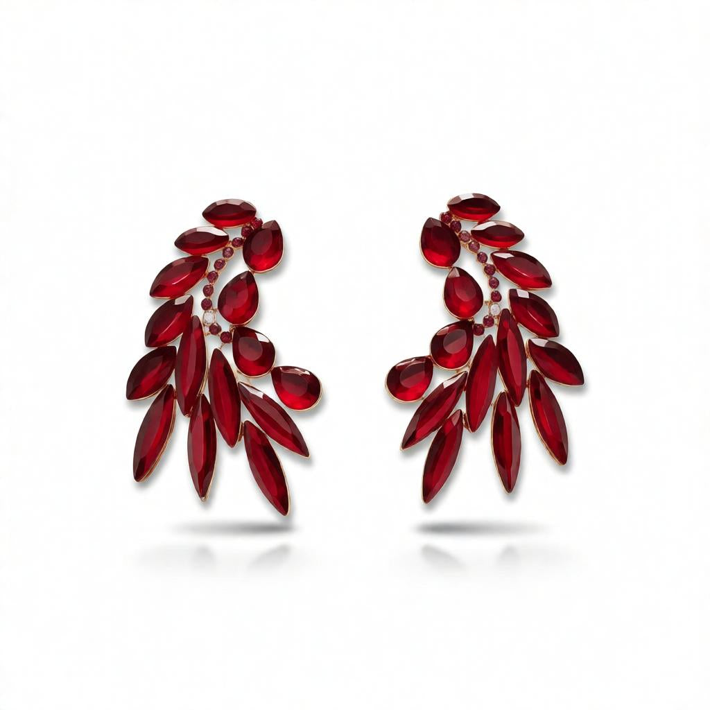 Elegant Golden Leaf Design Statement Stud Earrings for Women