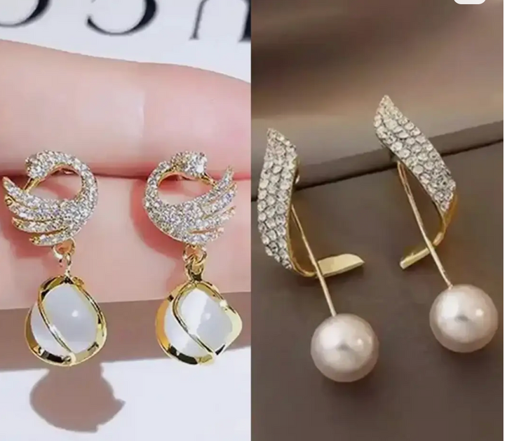 Dazzle21 New Trending Combo Pack Of 2 Korean Stud Earrings For Women and Girls Alloy Earring Set