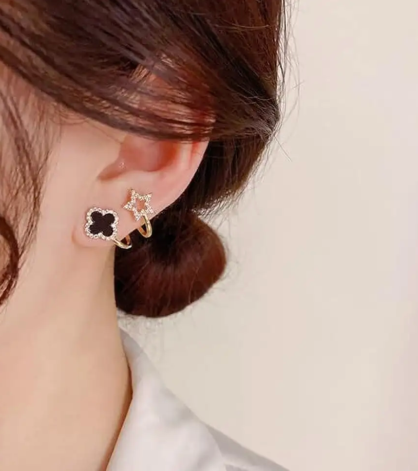 Dazzle21 Combo of 3 Trending Korean Earrings For Girls & Women | Western cuff Pearl Alloy Stud Earring
