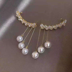 Celestial Crystal Pearl Ear Climber Earring