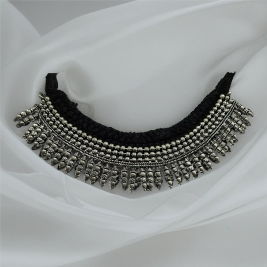 Heritage Oxidized Silver Tribal Choker Jewelry Set