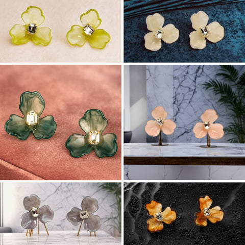 Elegant Floral Stud Earrings for Women & Girls