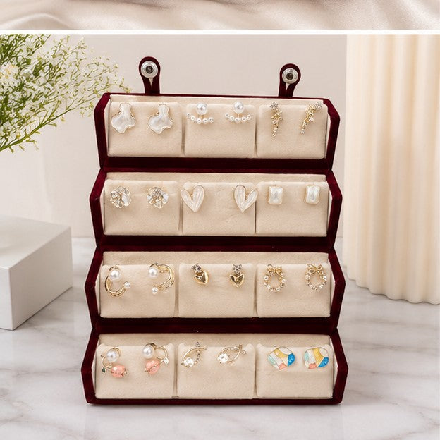 dazzle21 set of 12 pairs of gold-tone and pearl fashion earrings displayed in a velvet-lined jewellery box