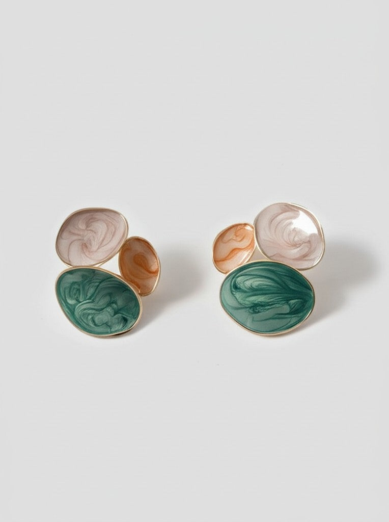dazzle21 handcrafted resin statement earrings with pastel blue, mint green, and lavender marble swirl design