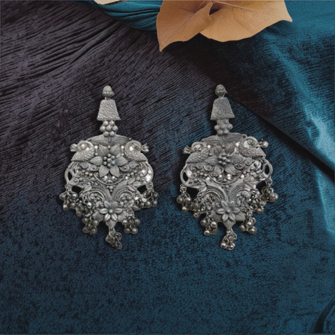 Oxidized Silver-Plated Jhumka Earrings