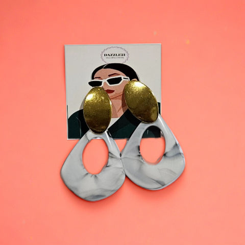 Trendy Dual-Tone Hoop Earrings Combo