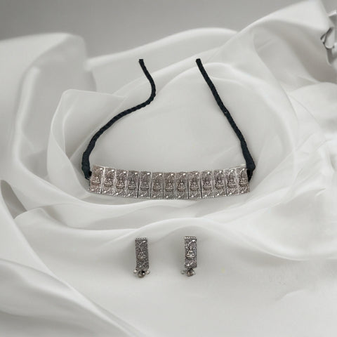 Oxidized Silver-Plated Laxmi Maa Necklace