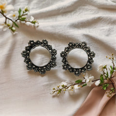 Vintage Oxidized Floral Silver Jewelry Set