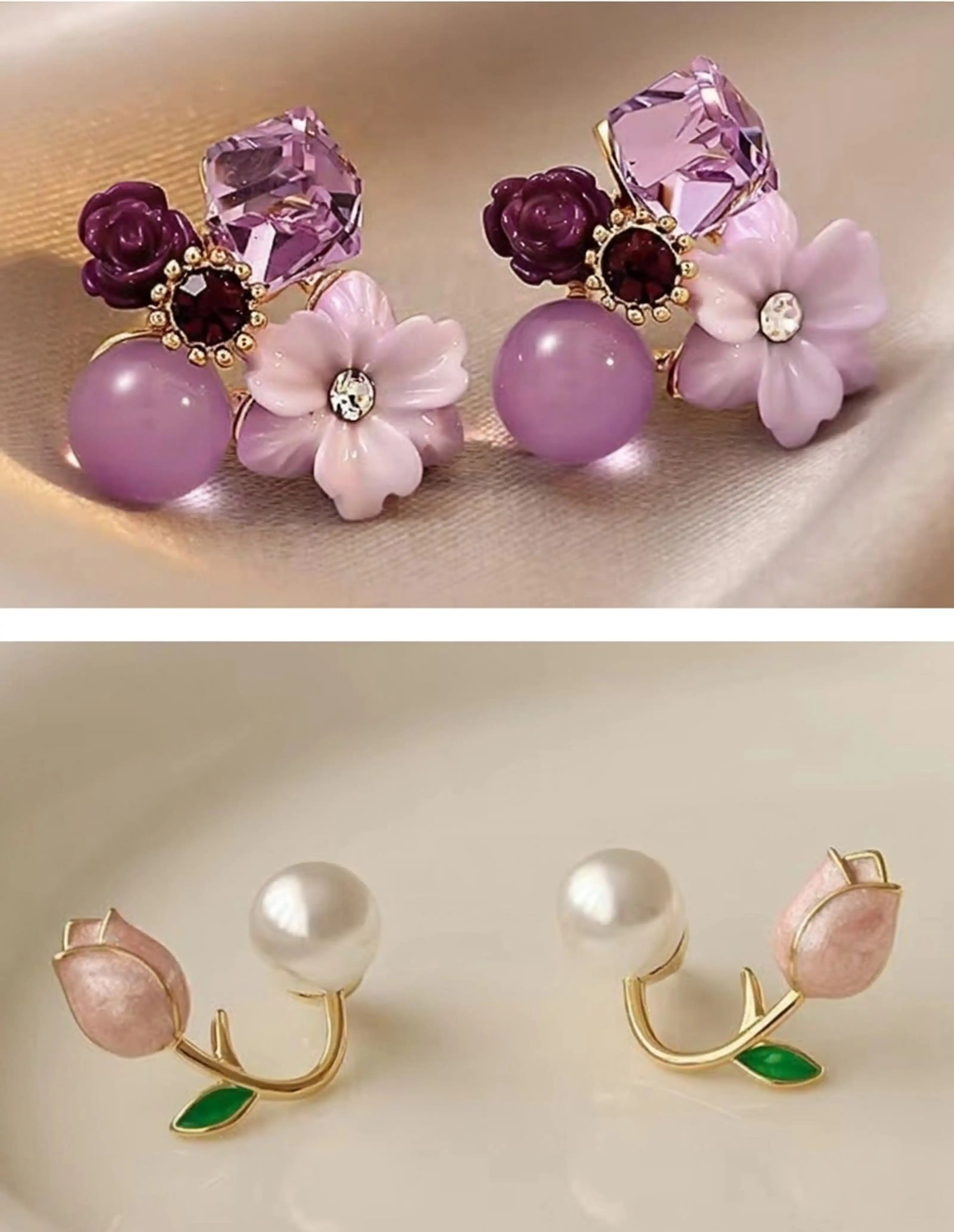 Dazzle21 Pack of 2 Korean Earrings Pearl Earrings For Girls Stud Earrings for Women Cubic Zirconia, Pearl Alloy, Brass Cuff Earring, Earring Set, Huggie Earring, Rhinestone Studs, Stud Earring