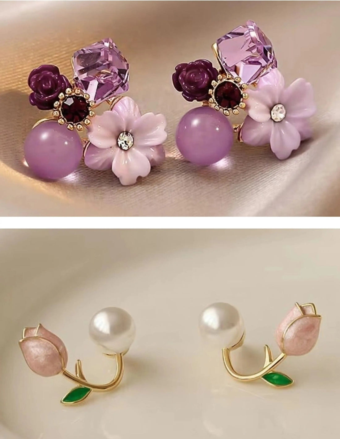 Dazzle21 Pack of 2 Korean Earrings Pearl Earrings For Girls Stud Earrings for Women Cubic Zirconia, Pearl Alloy, Brass Cuff Earring, Earring Set, Huggie Earring, Rhinestone Studs, Stud Earring