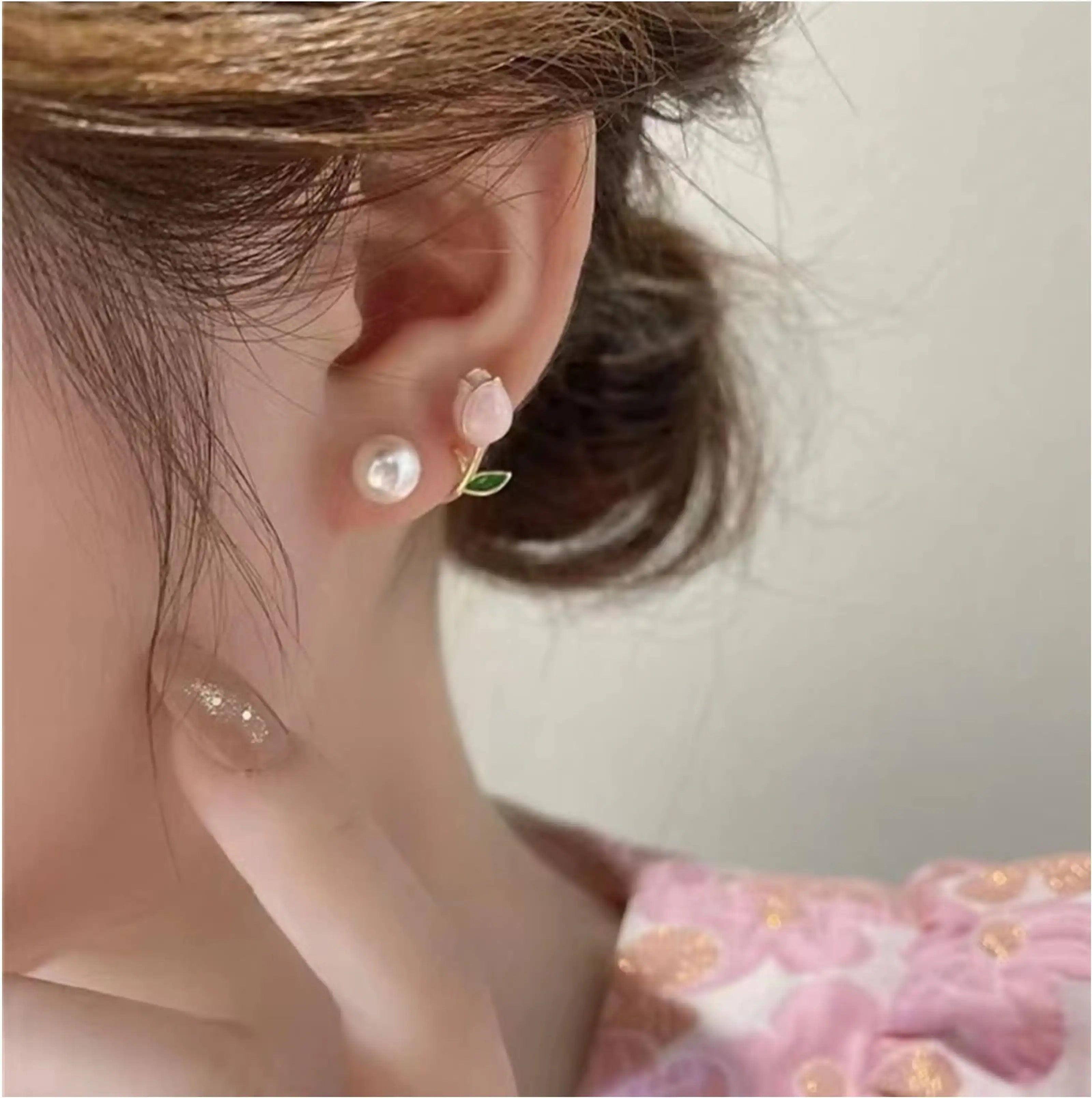 Dazzle21 Pack of 2 Korean Earrings Pearl Earrings For Girls Stud Earrings for Women Cubic Zirconia, Pearl Alloy, Brass Cuff Earring, Earring Set, Huggie Earring, Rhinestone Studs, Stud Earring