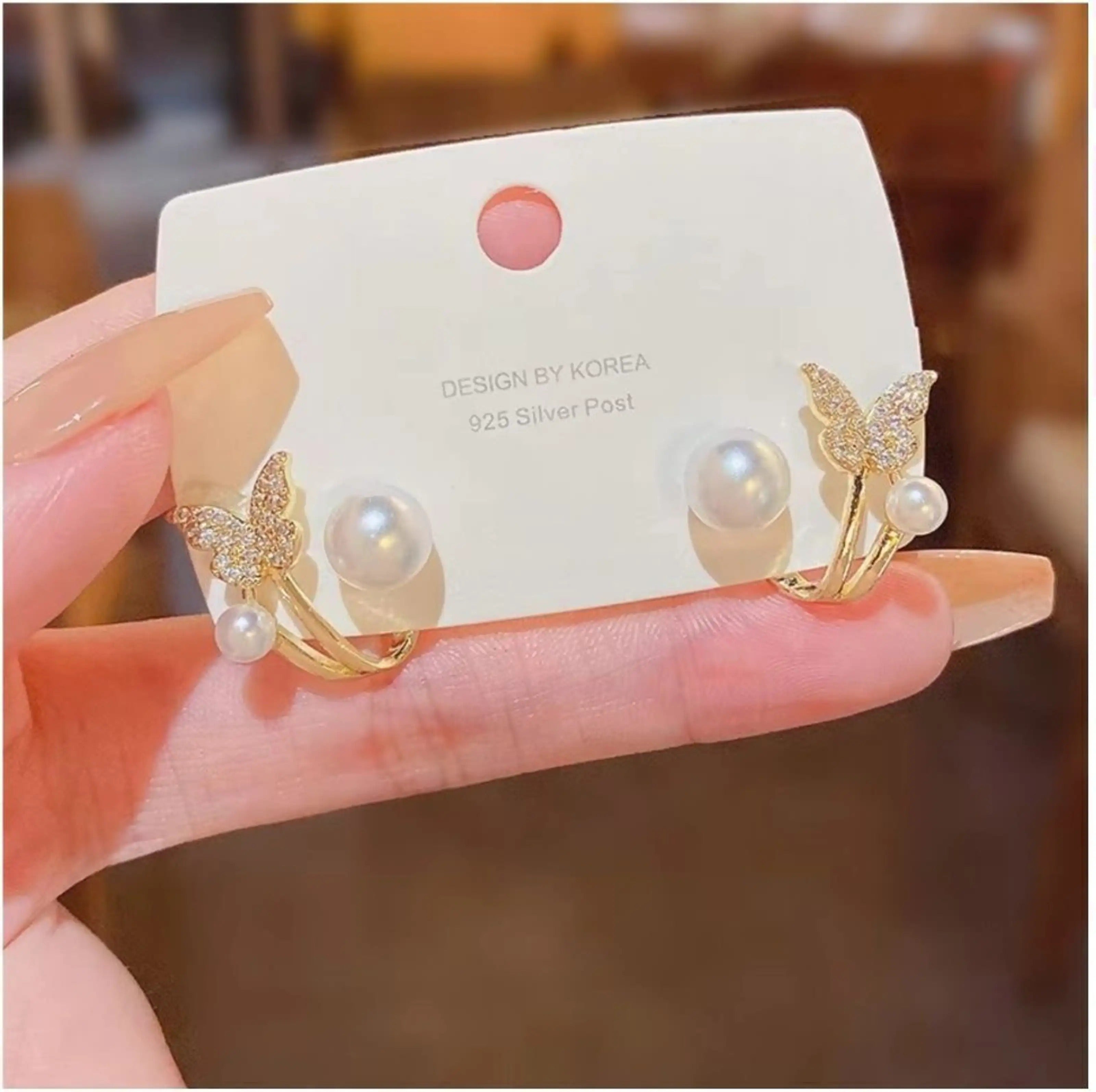 Dazzle21 Elegant Korean Cuff Earings Set of 2 Trendy Stone Earrings for Girls and Women Crystal, Cubic Zirconia, Pearl Alloy, Brass, Stone Drops & Danglers, Earring Set, Hoop Earring, Rhinestone Studs, Stud Earring