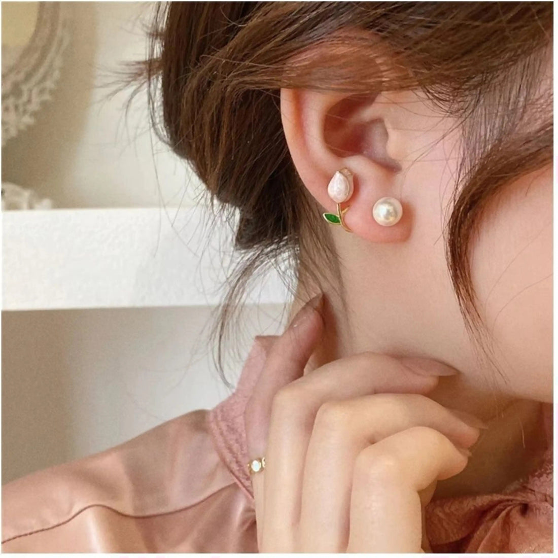 Dazzle21 Elegant Korean Cuff Earings Set of 2 Trendy Stone Earrings for Girls and Women Crystal, Cubic Zirconia, Pearl Alloy, Brass, Stone Drops & Danglers, Earring Set, Hoop Earring, Rhinestone Studs, Stud Earring
