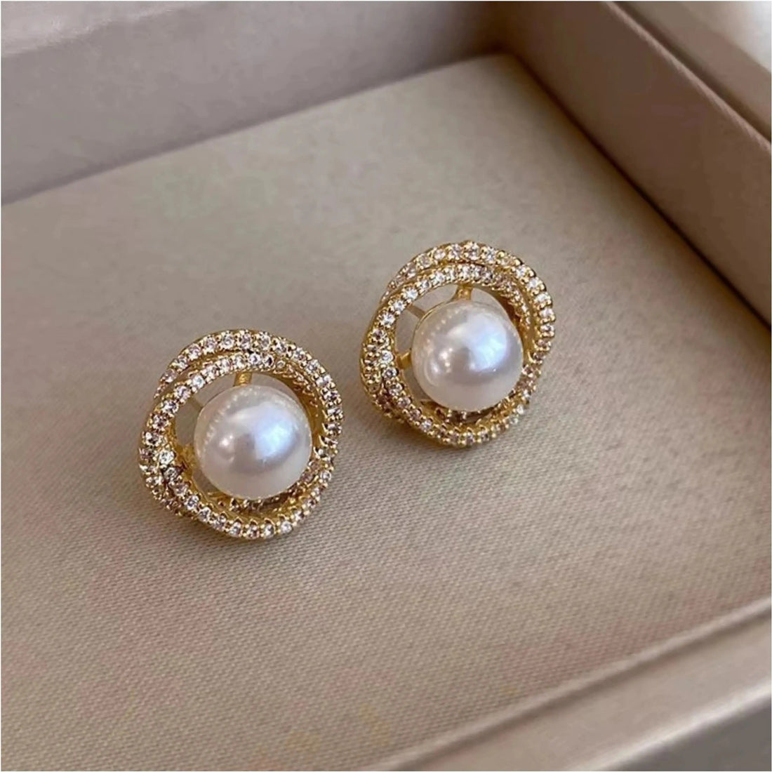 Dazzle21 Combo of 2 Korean Earrings Pearl Earrings For Girls C-Shaped Earrings for Women Cubic Zirconia, Pearl Alloy, Brass Cuff Earring, Earring Set, Huggie Earring, Rhinestone Studs, Stud Earring