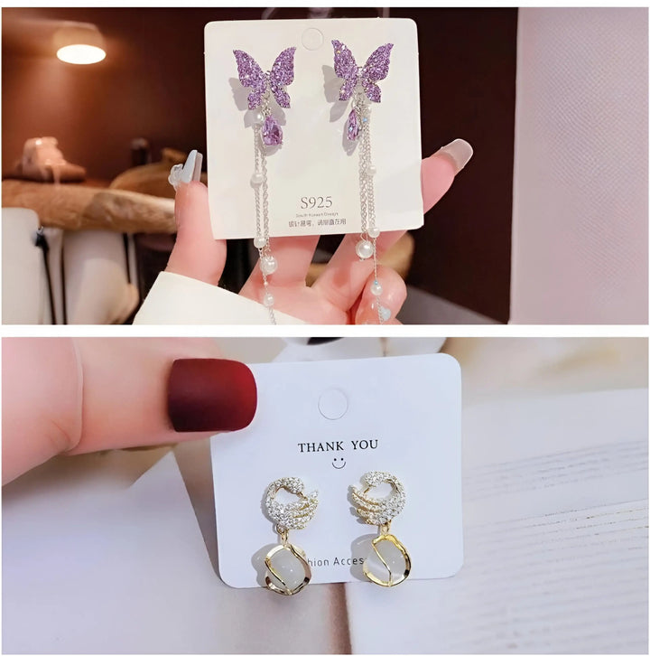 Dazzle21 Combo of 2 Stone Studded Golden Earring for Girls and Women Crystal, Cubic Zirconia, Pearl Alloy, Brass, Stone Drops & Danglers, Earring Set, Hoop Earring, Rhinestone Studs, Stud Earring