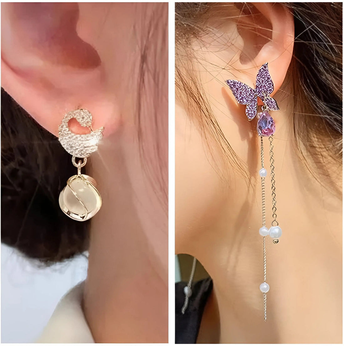 Dazzle21 Combo of 2 Stone Studded Golden Earring for Girls and Women Crystal, Cubic Zirconia, Pearl Alloy, Brass, Stone Drops & Danglers, Earring Set, Hoop Earring, Rhinestone Studs, Stud Earring