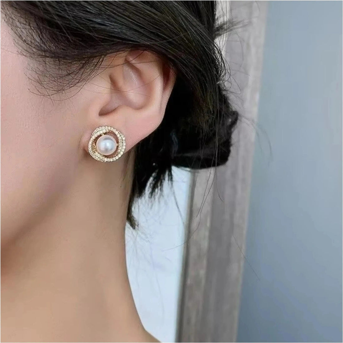Dazzle21 Combo of 2 Korean Earrings Pearl Earrings For Girls C-Shaped Earrings for Women Cubic Zirconia, Pearl Alloy, Brass Cuff Earring, Earring Set, Huggie Earring, Rhinestone Studs, Stud Earring
