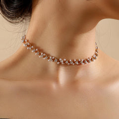 Pearl Blossom Crystal Choker Necklace