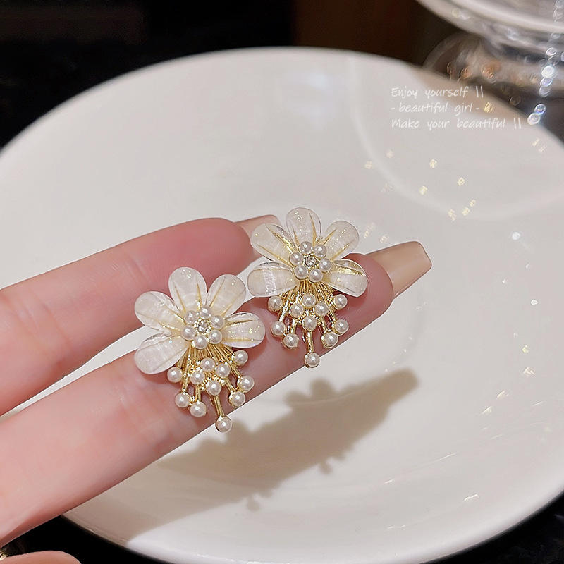Pearl Bloom Floral Drop Earrings