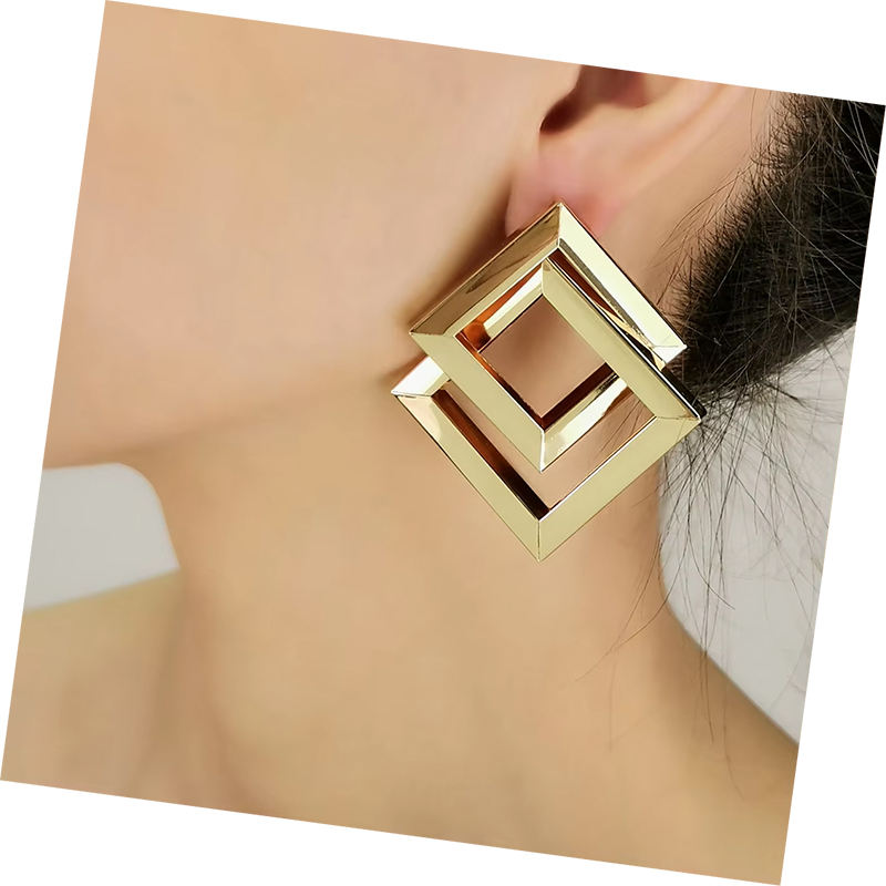 Geometric Luxe Square Statement Earrings