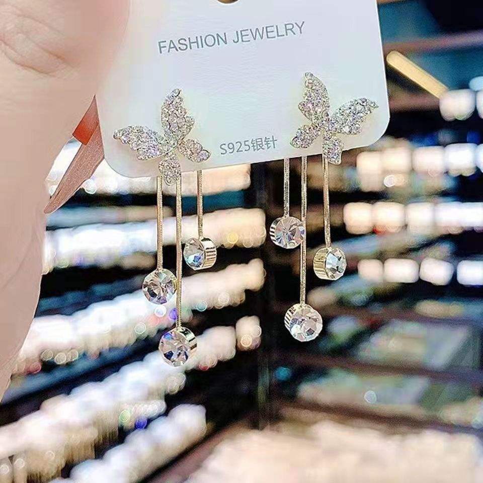Crystal Butterfly Cascade Earrings