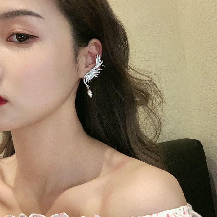 Celestial Wing Crystal Drop Earrings