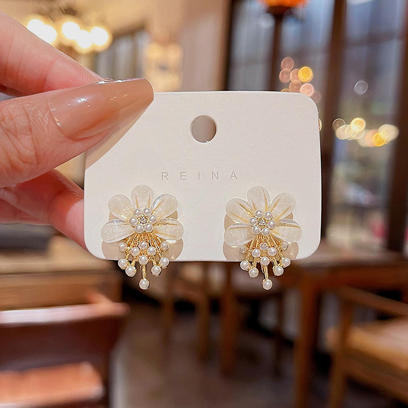 Pearl Bloom Floral Drop Earrings
