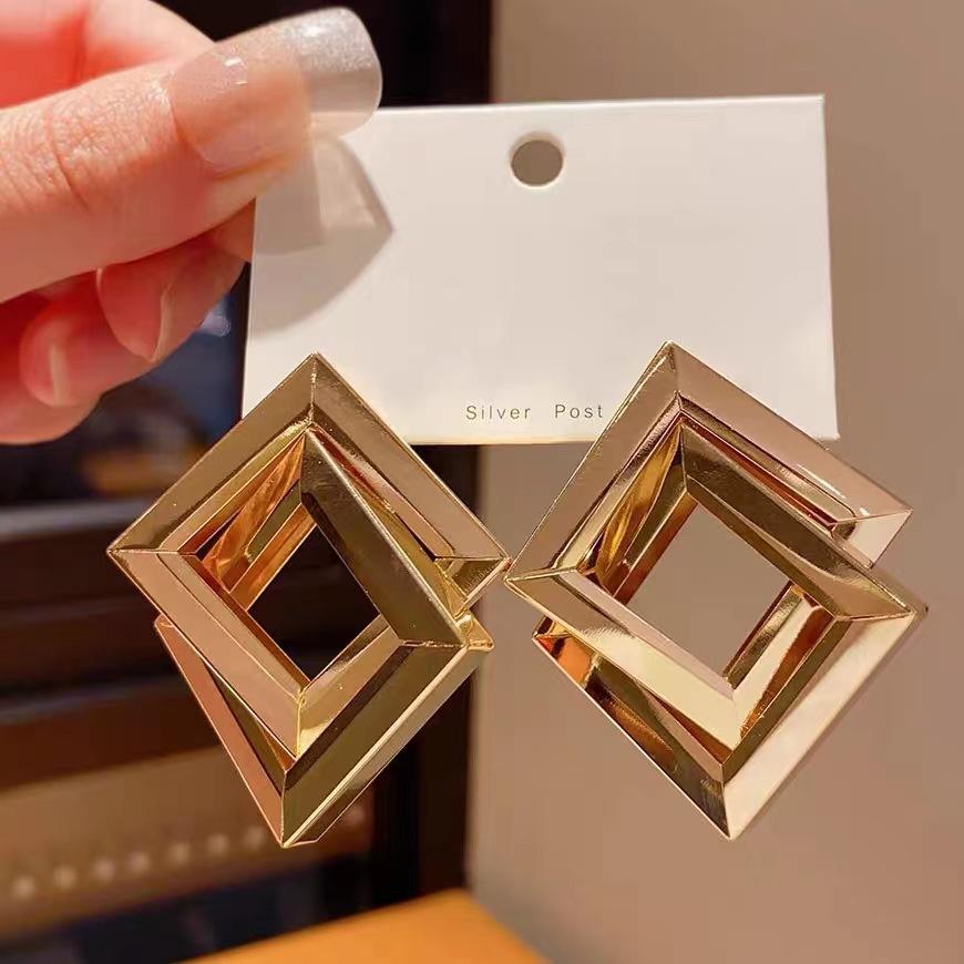 Geometric Luxe Square Statement Earrings