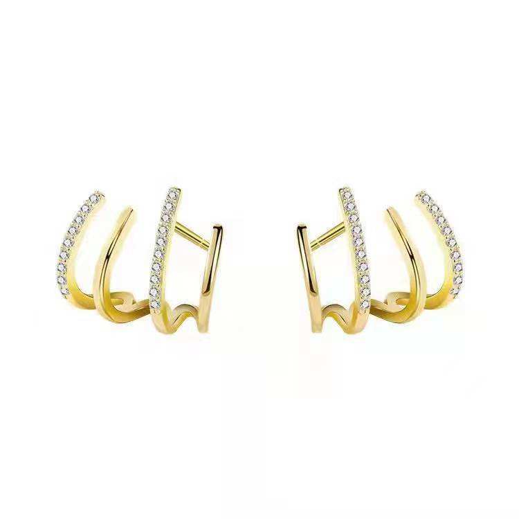 Women's Diamond Stud Earrings Vintage Geometric Four Claw Design for Party Occasions