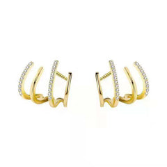 Women's Diamond Stud Earrings Vintage Geometric Four Claw Design for Party Occasions