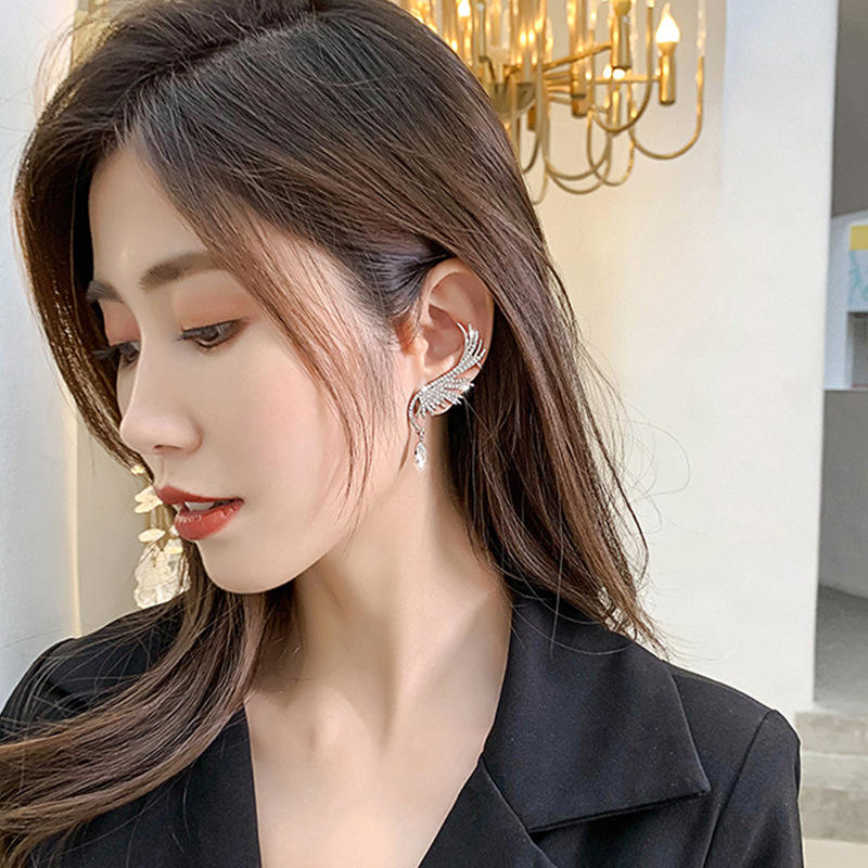 Celestial Wing Crystal Drop Earrings