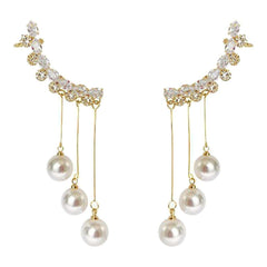 Celestial Crystal Pearl Ear Climber Earring