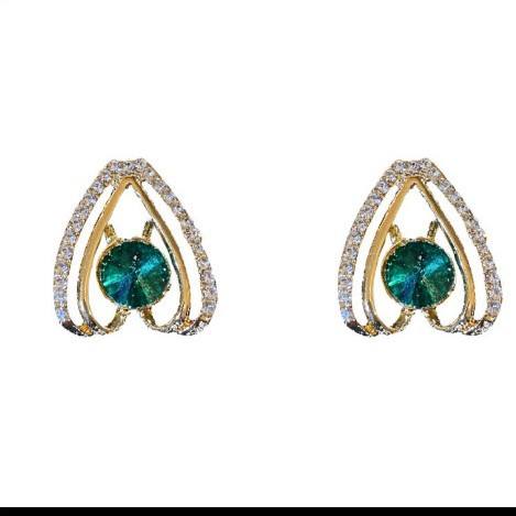 Emerald Glow Geometric Stud Earrings