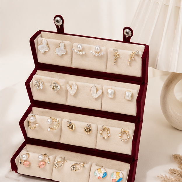 12 Pairs with Box Women’s Fashion Earrings Collection – Trendy Gold & Pearl Earrings Set | Dazzle21