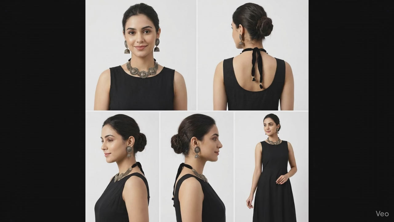 Handcrafted Oxidised Silver Jewellery Set for Women